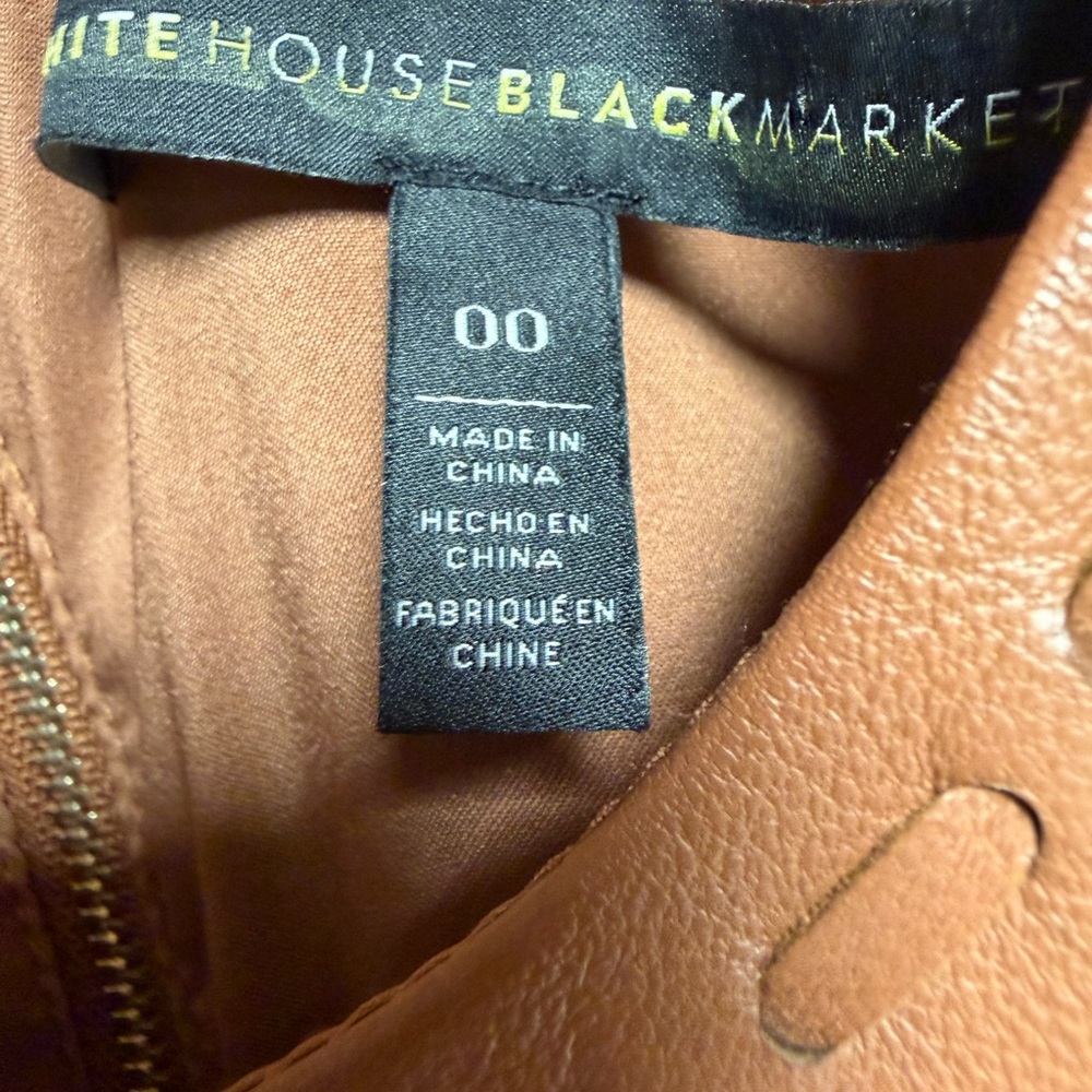 WHBM Laser-Cut Genuine Brown Leather Bodice Tank Top, 00 - Picture 6 of 9
